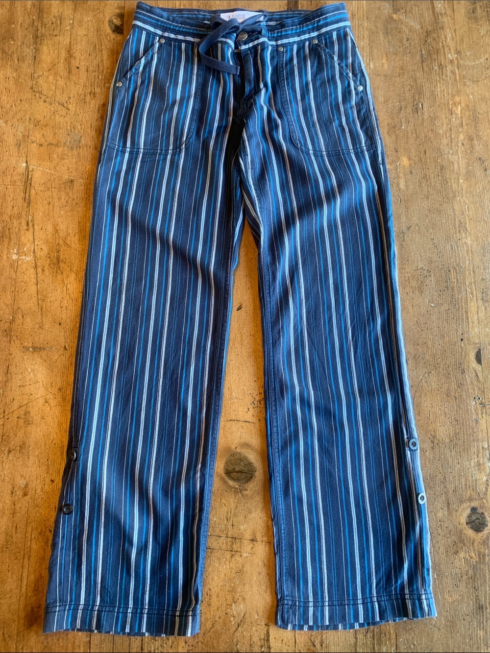 Carve Designs Navy and Light-Blue Striped Relaxed Jeans